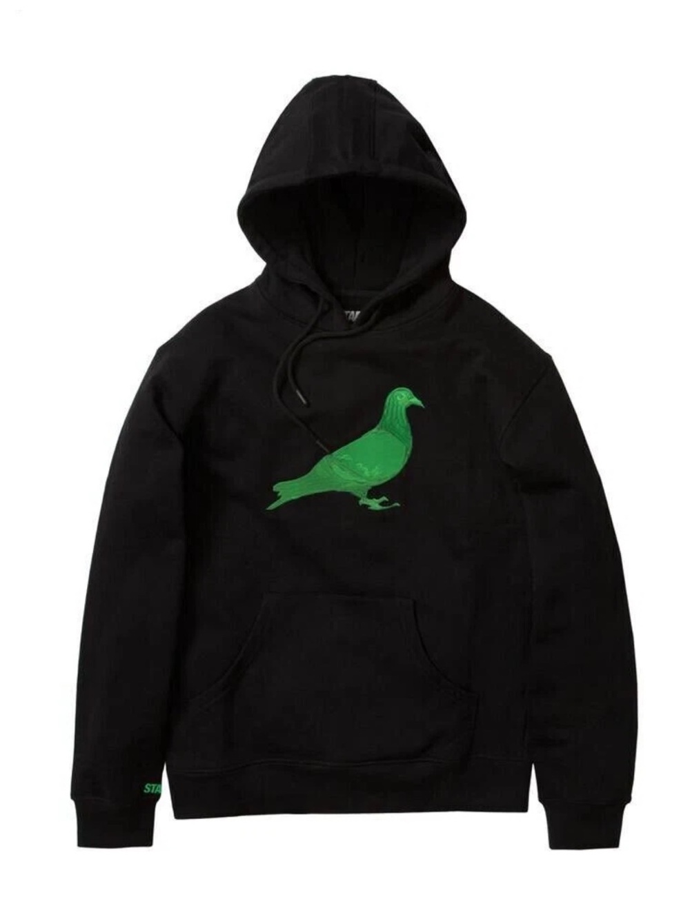 Staple 420 Panda Green Embroidered Pigeon Hoodie Black Size Large